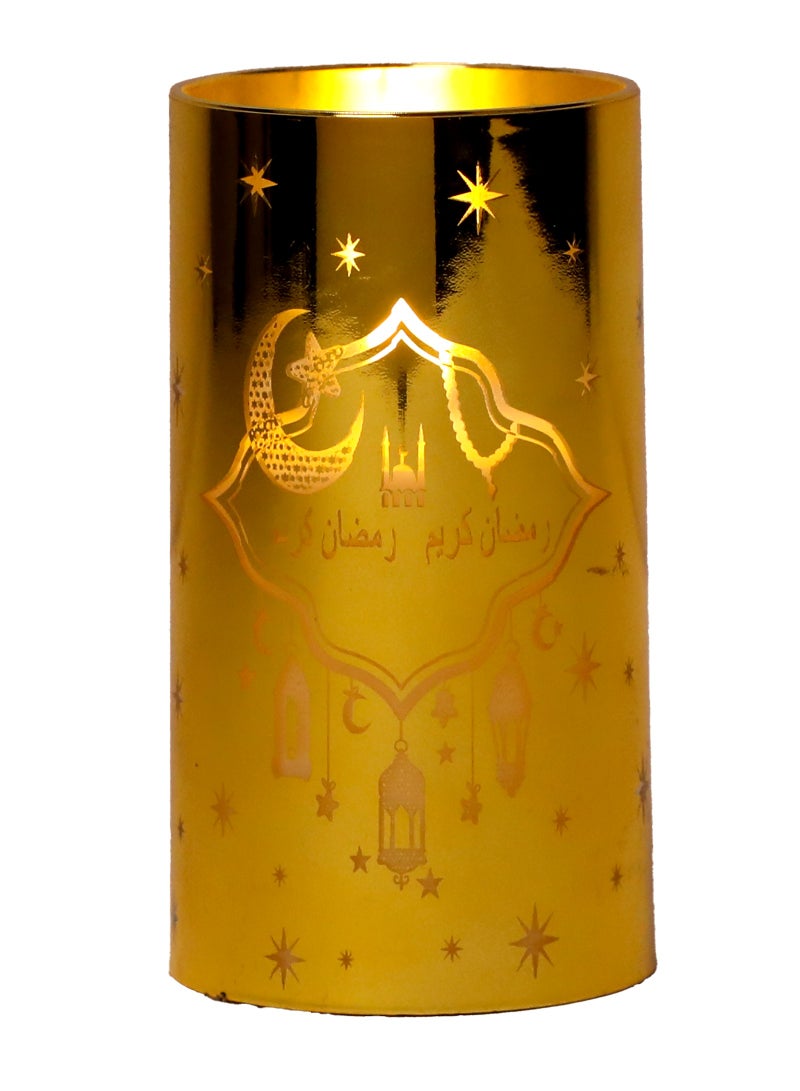 Trentor شمعة رمضان LED مميزة ذهبية صغيرة تعمل بالبطارية بدون لهب ديكور 11X5 سم - Image 3